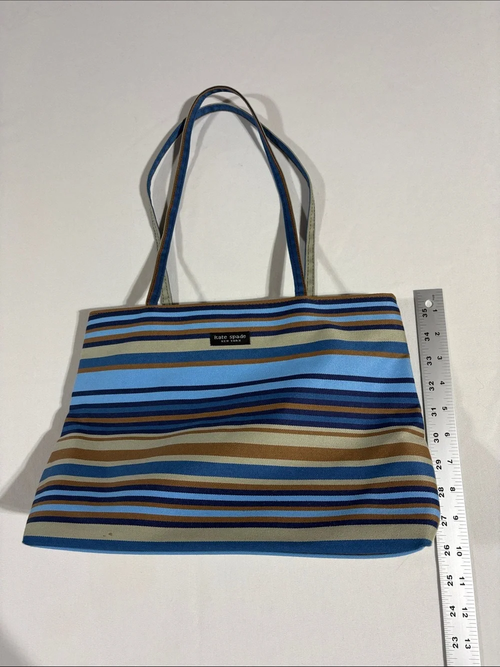 kate spade Vintage Striped Canvas Tote in Blue and Tan NNT